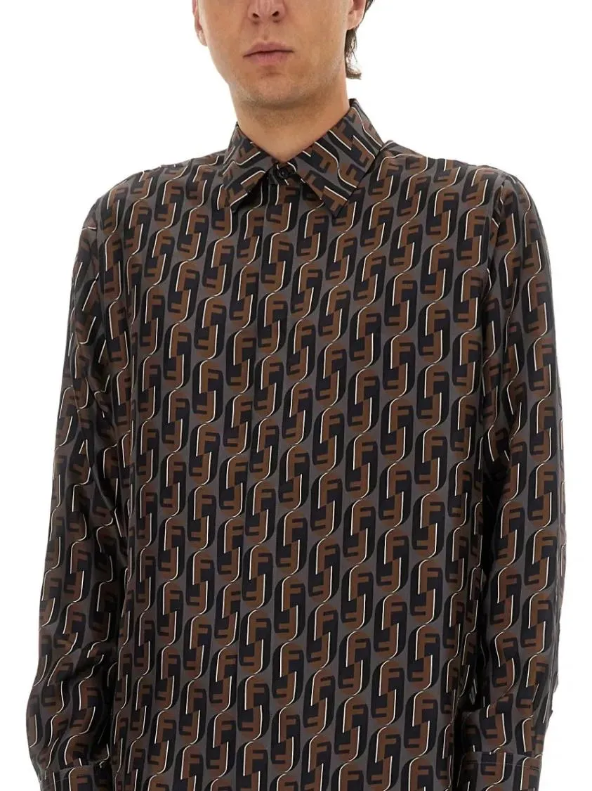 Fendi - Geometric Print Silk Shirt - Größe M - bunt – Bild 2
