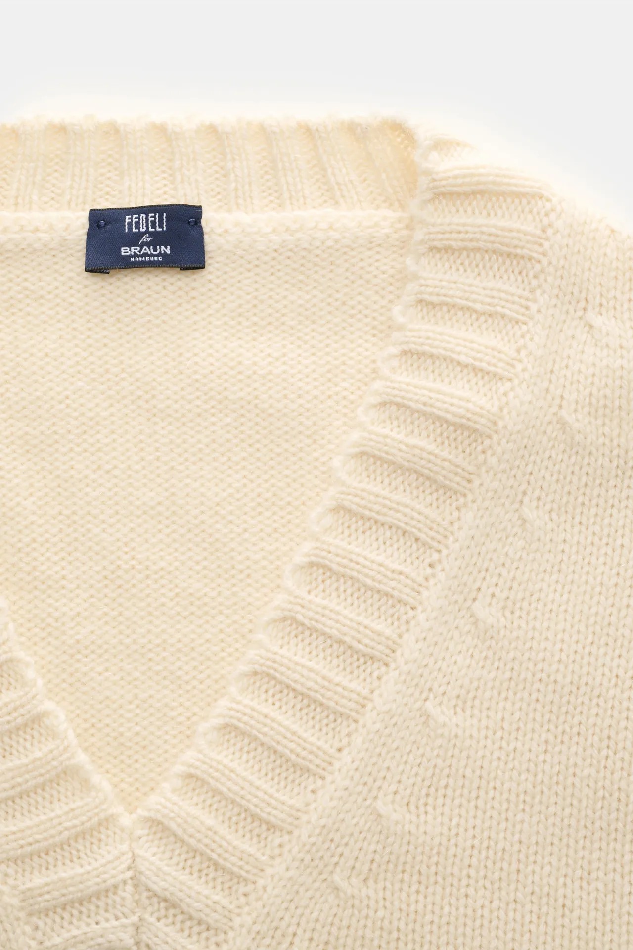 Fedeli - Herren - V-Neck Pullover creme – Bild 2