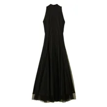 Twin-Set - Sleeveless Black Maxi Dress With Tulle Overlay - Größe 40 - schwarz Twin-Set - Sleeveless Black Maxi Dress With Tulle Overlay - Größe 40 - schwarz