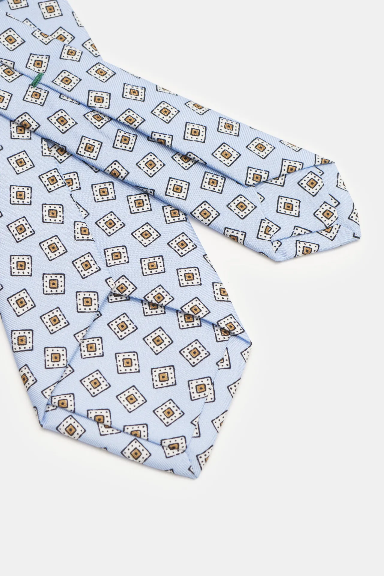 Borrelli - Herren - Seidenkrawatte hellblau/weiß/beige gemustert – Bild 4