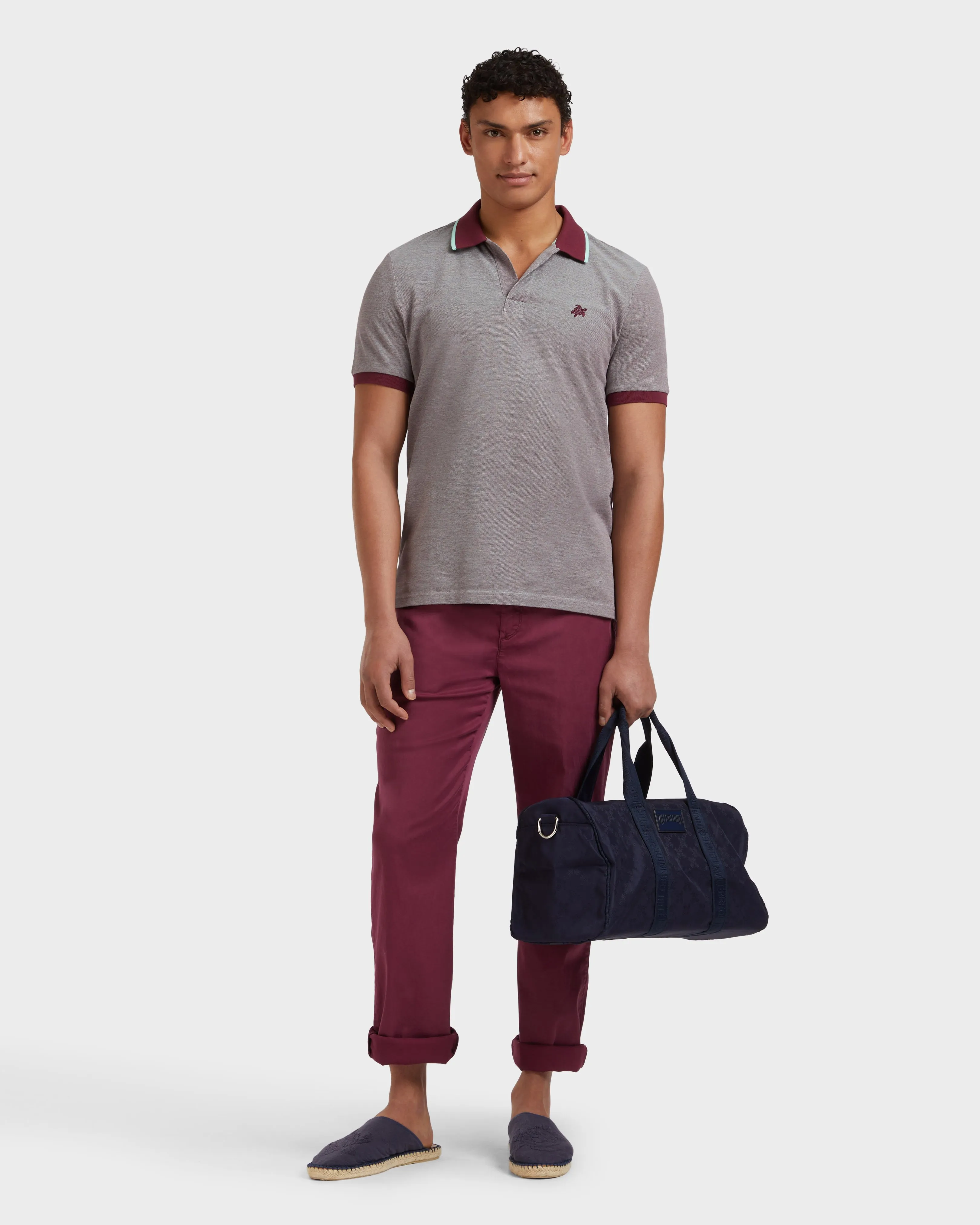 Vilebrequin - Solid Polohemd Aus Baumwolle Mit Changierendem Effekt Für Herren - Polohemd - Palatin - Rot - Größe XXXL – Bild 5