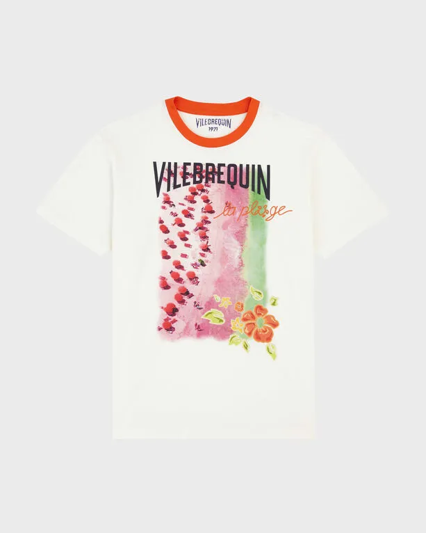 Vilebrequin - Vilebrequin La Plage From The Sky T-shirt Aus Baumwolle Für Herren - T-shirt - Portisol - Weiss - Größe XL Vilebrequin - Vilebrequin La Plage From The Sky T-shirt Aus Baumwolle Für Herren - T-shirt - Portisol - Weiss - Größe XL