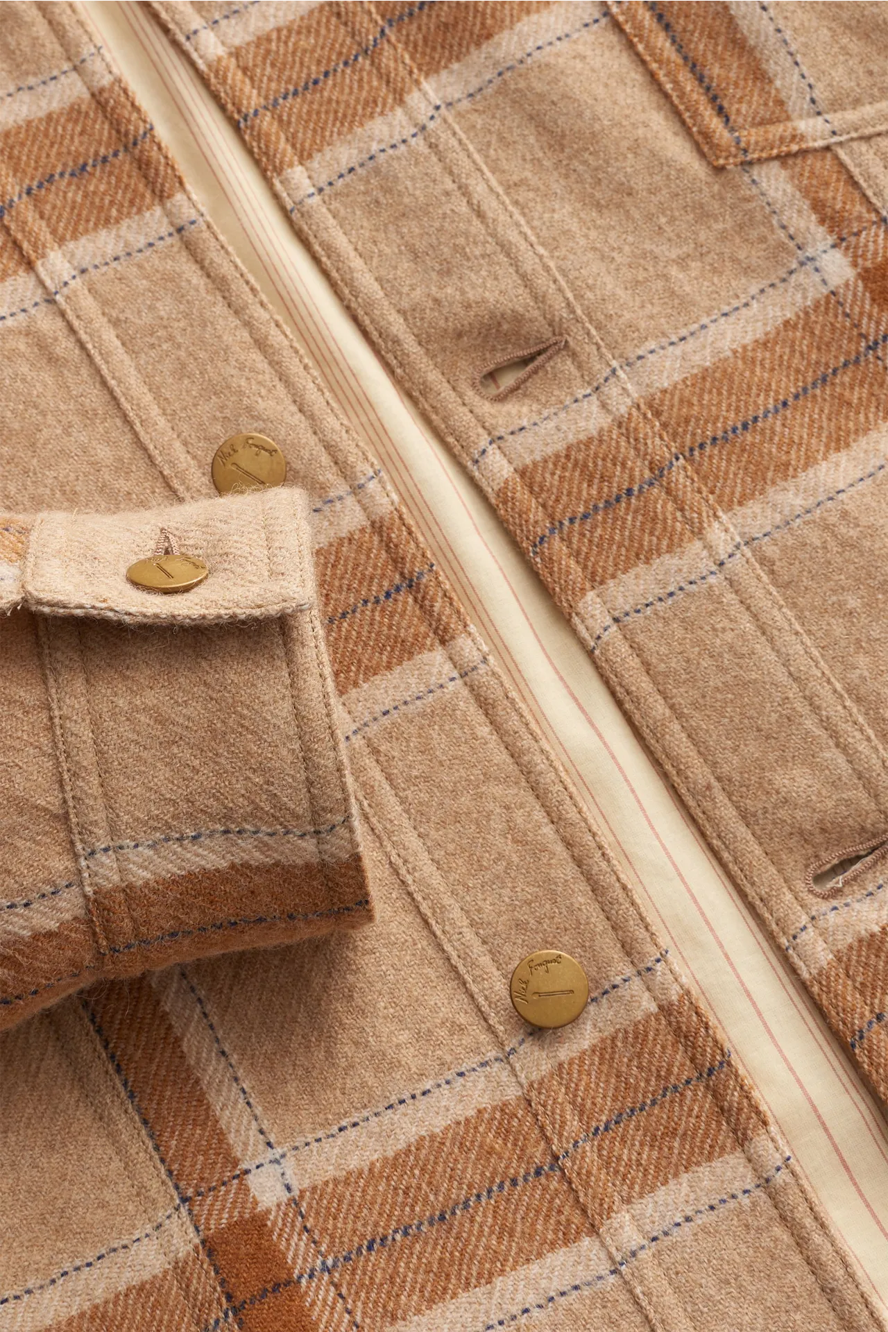 Nick Fouquet - Herren - Overshirt hellbraun/beige kariert – Bild 3