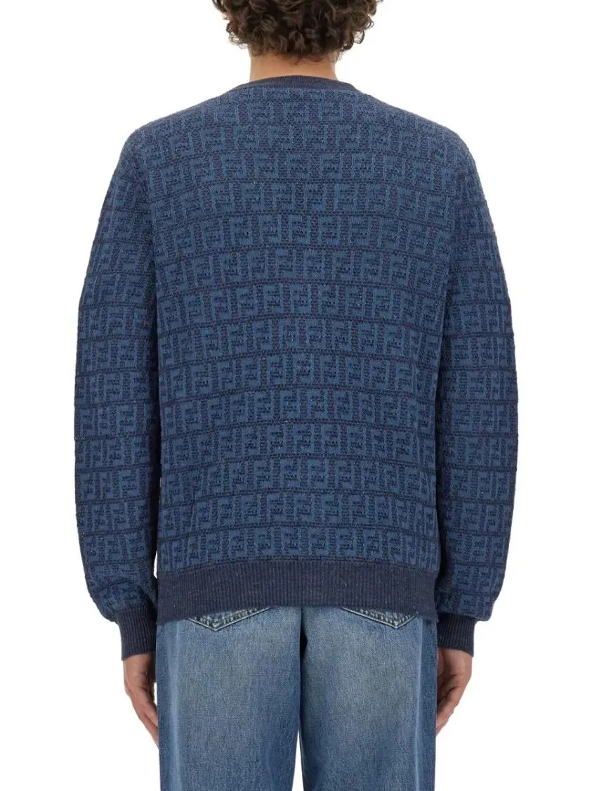 Fendi - "Ff" Cardigan - Größe 48 - blau – Bild 3