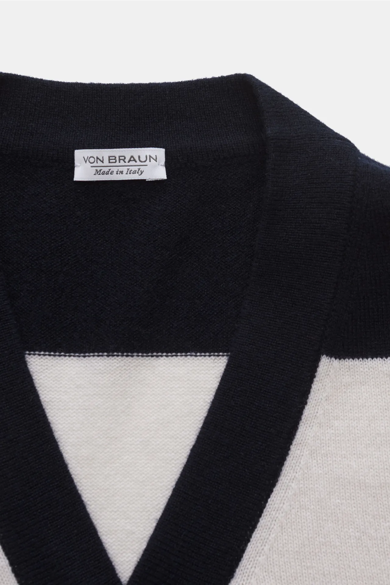 von Braun - Herren - Cashmere Cardigan navy/offwhite gestreift – Bild 2