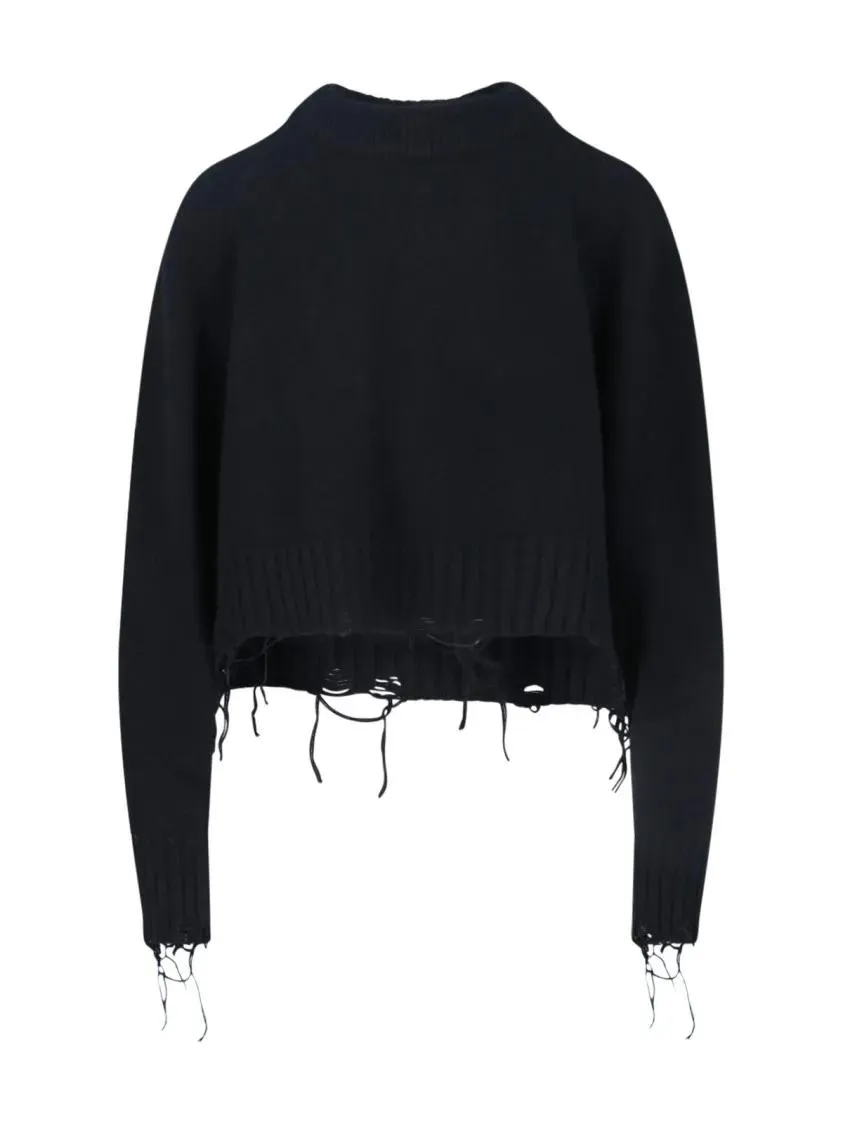 Low Classic - Damage Crop Sweater – Black - Größe M - schwarz Low Classic - Damage Crop Sweater – Black - Größe M - schwarz