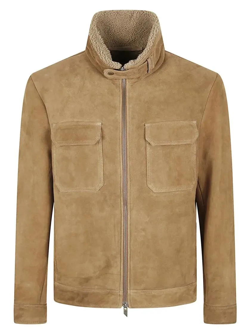 Salvatore Santoro - Brown Suede Jacket With Plush Shearling Lining And - Größe 50 - beige Salvatore Santoro - Brown Suede Jacket With Plush Shearling Lining And - Größe 50 - beige