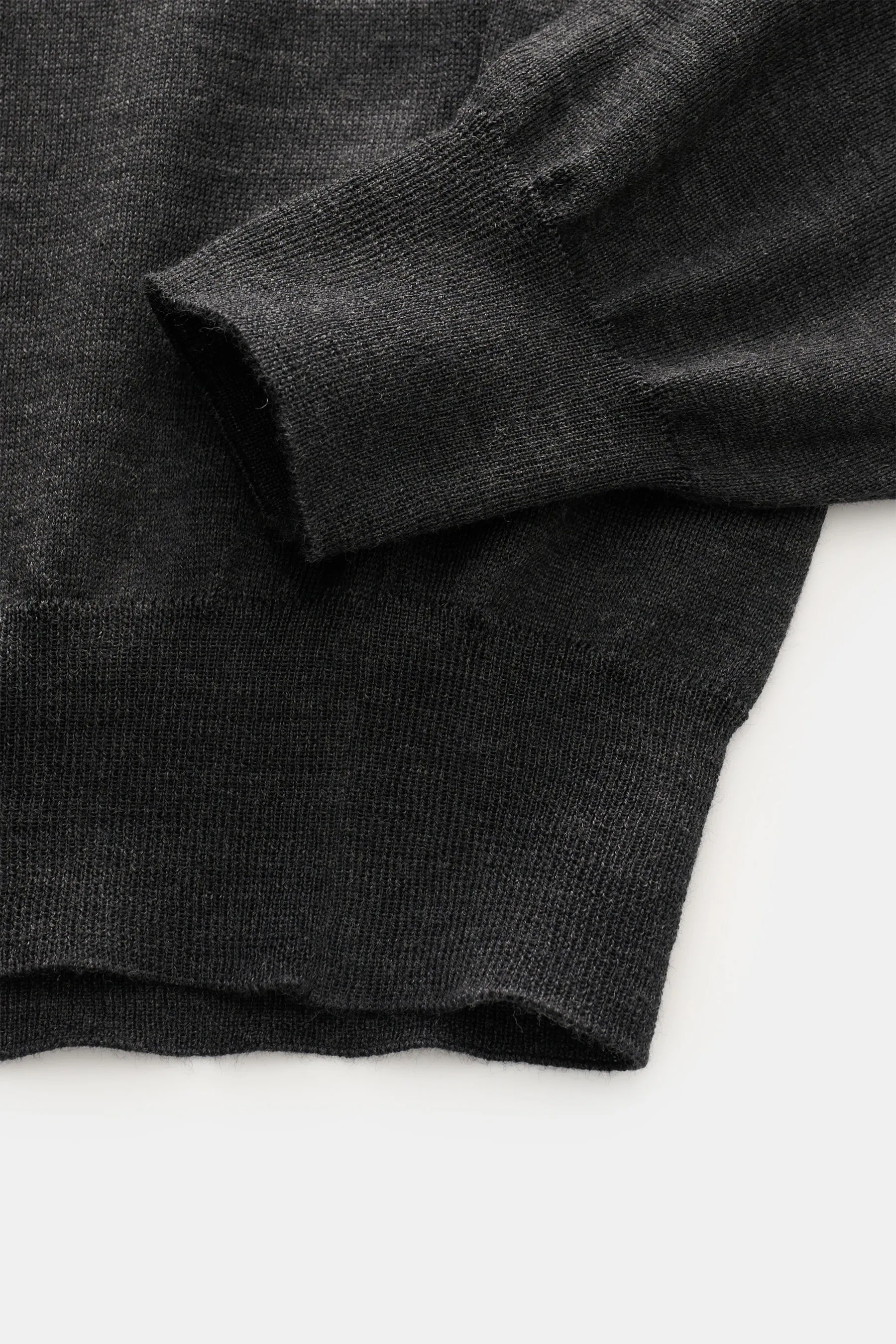 Filippo de Laurentiis - Herren - Merino Feinstrick-Rundhalspullover dunkelgrau meliert – Bild 3