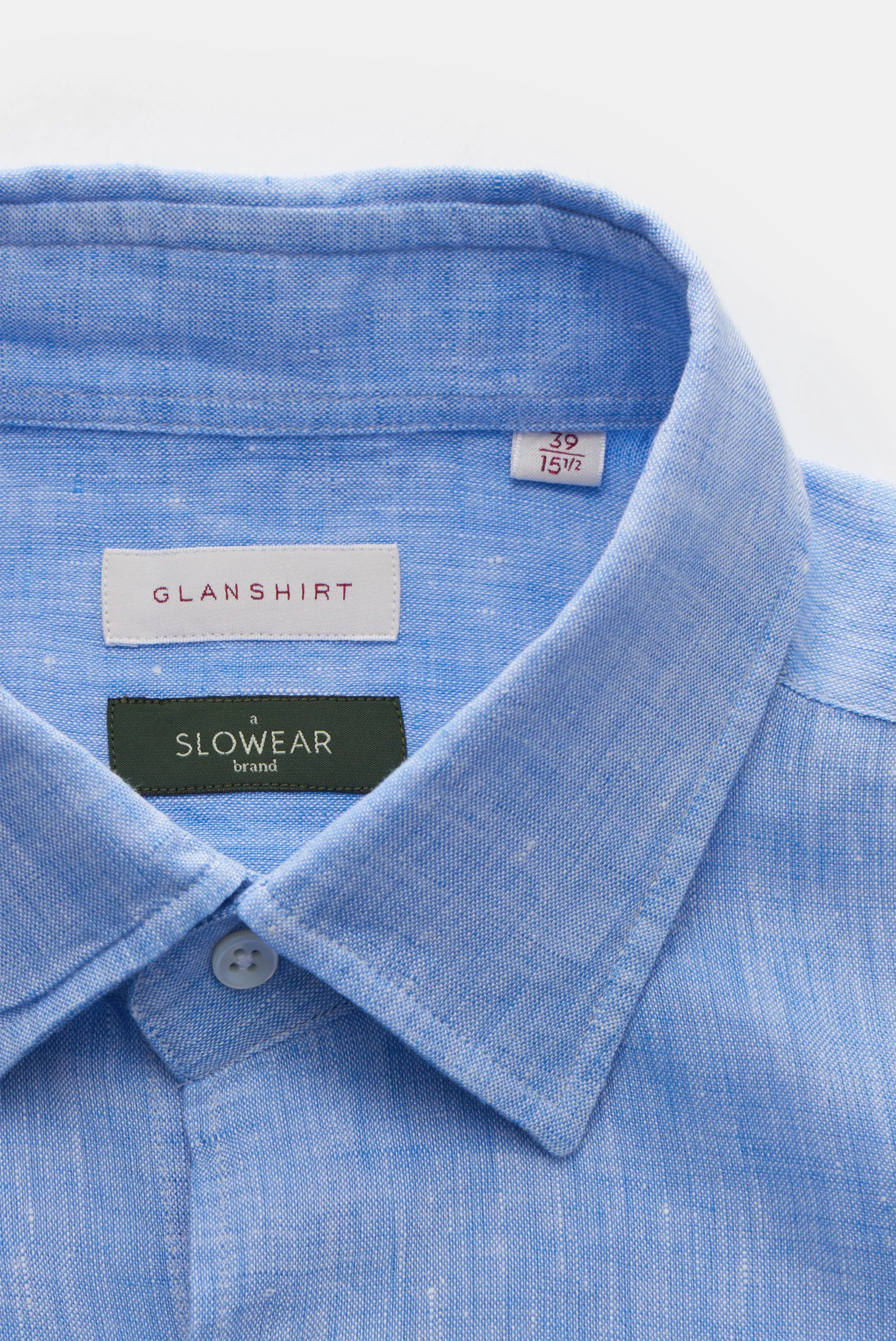 Glanshirt - Herren - Leinenhemd schmaler Kragen blau/weiß meliert – Bild 2