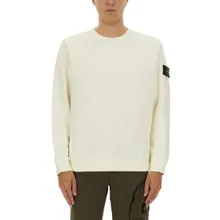 Stone Island - Organic Cotton Sweatshirt With Crew Neckline - Größe L - weiß Stone Island - Organic Cotton Sweatshirt With Crew Neckline - Größe L - weiß