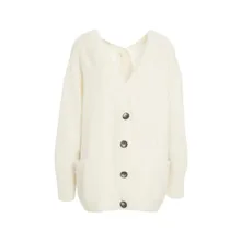 Solotre - V-Neck Misto Mohair Cardigan With Practical Patch - Größe 1 - beige Solotre - V-Neck Misto Mohair Cardigan With Practical Patch - Größe 1 - beige