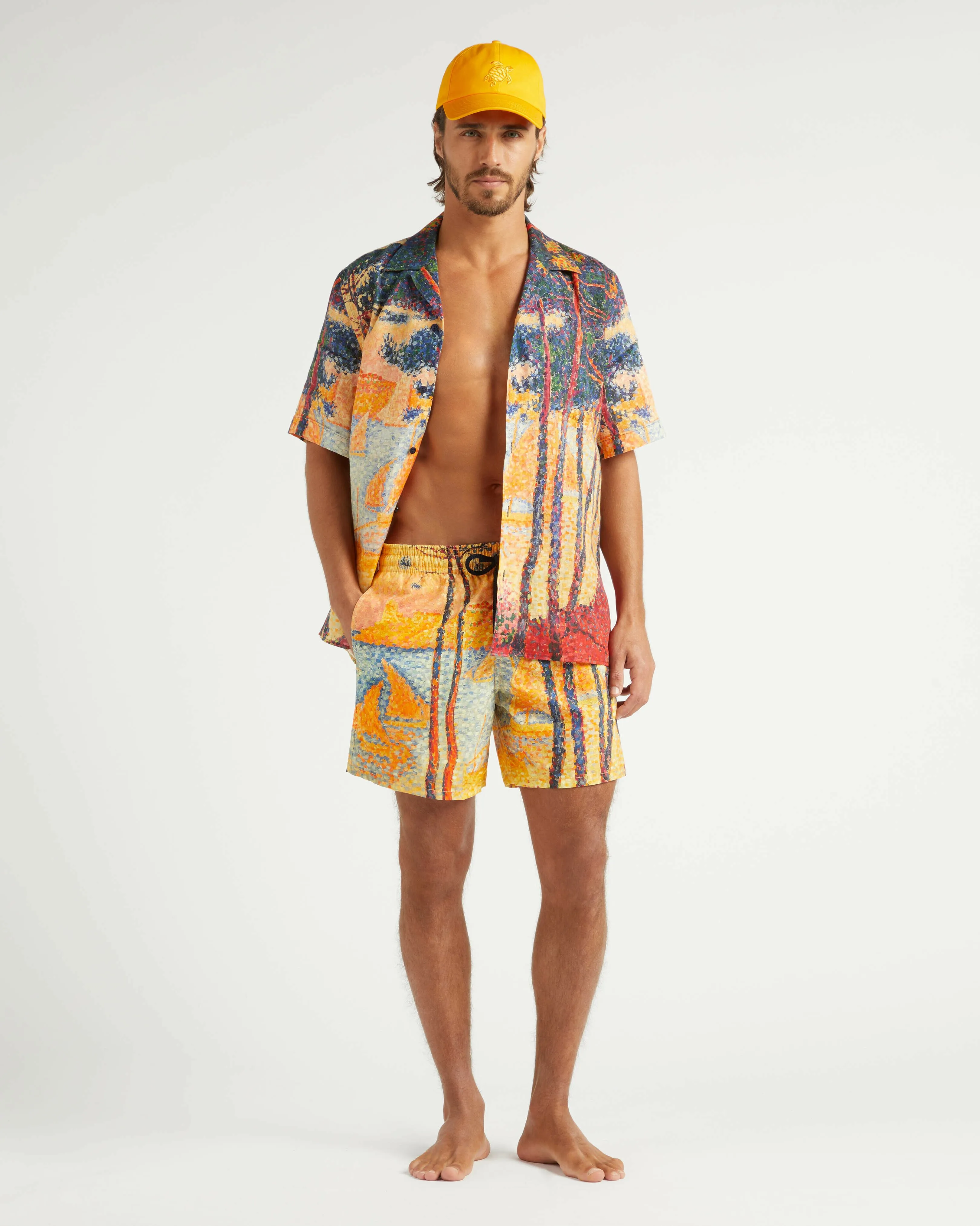 Vilebrequin - Voile Et Pins 360° Badeshorts Für Herren - Vilebrequin X Paul Signac - Bademode - Moopea - Gelb - Größe L – Bild 5