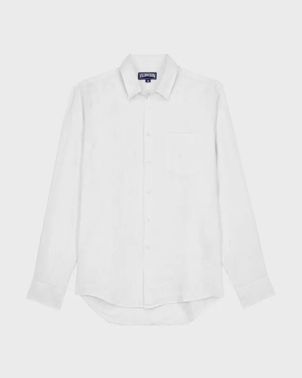 Vilebrequin - Einfarbiges Hemd Aus Leinen Für Herren - Hemd - Caroubis - Weiss - Größe XL Vilebrequin - Einfarbiges Hemd Aus Leinen Für Herren - Hemd - Caroubis - Weiss - Größe XL