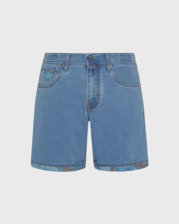 Vilebrequin - Starfish And Turtles Badeshorts Aus Denim Für Herren - Bermuda - Garonne - Blau - Größe 38 Vilebrequin - Starfish And Turtles Badeshorts Aus Denim Für Herren - Bermuda - Garonne - Blau - Größe 38