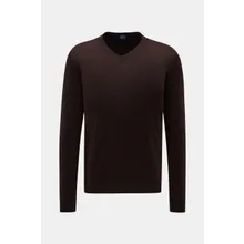 Fedeli - Herren - Feinstrick V-Neck Pullover dunkelbraun Fedeli - Herren - Feinstrick V-Neck Pullover dunkelbraun