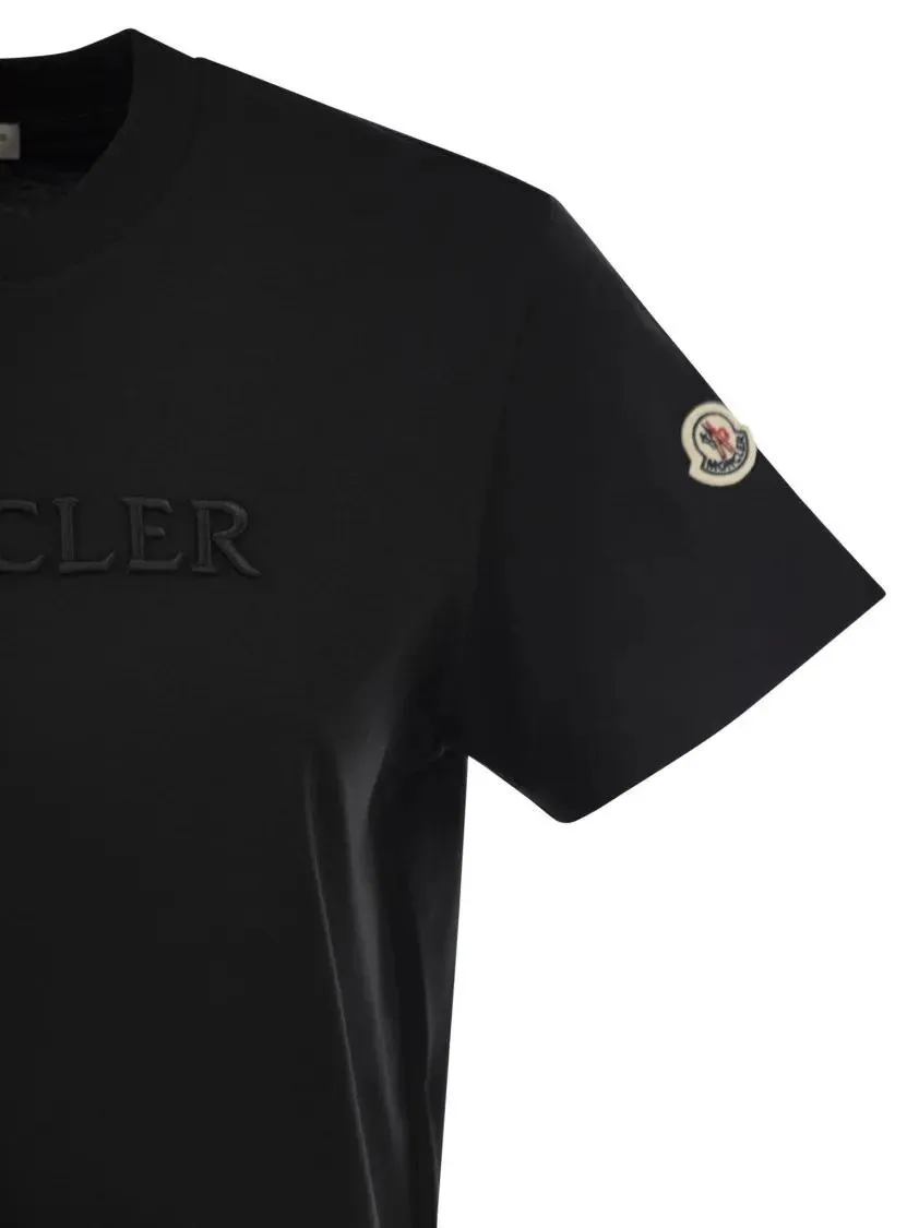 Moncler - Cotton T-Shirt With Tone-On-Tone Embroidered Logo - Größe S - schwarz – Bild 2