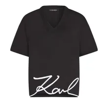Karl Lagerfeld - SIGNATURE T-SHIRT MIT V-AUSSCHNITT T-shirt - Größe L - schwarz Karl Lagerfeld - SIGNATURE T-SHIRT MIT V-AUSSCHNITT T-shirt - Größe L - schwarz