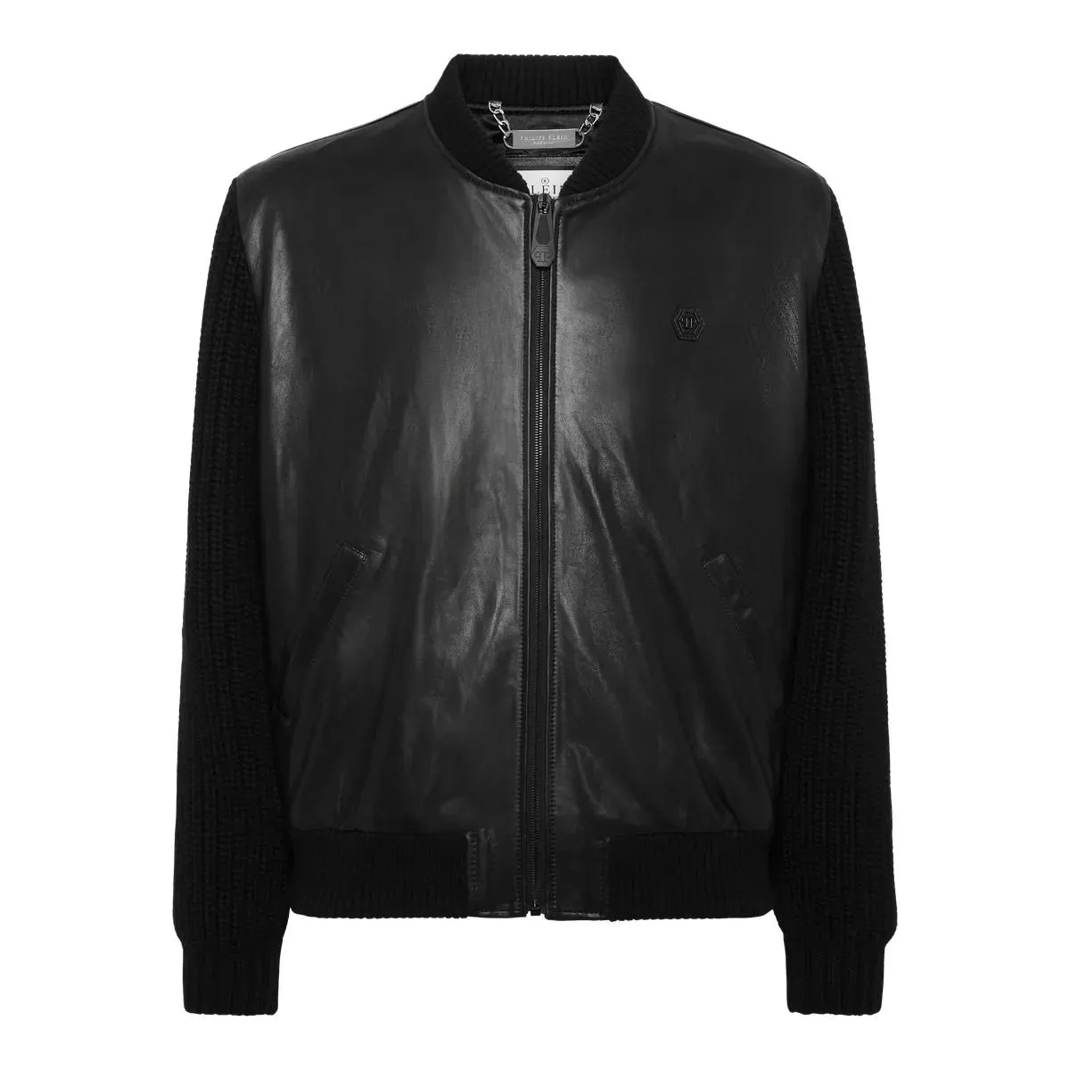 Philipp Plein - Leder-Bomber - Größe M - schwarz Philipp Plein - Leder-Bomber - Größe M - schwarz