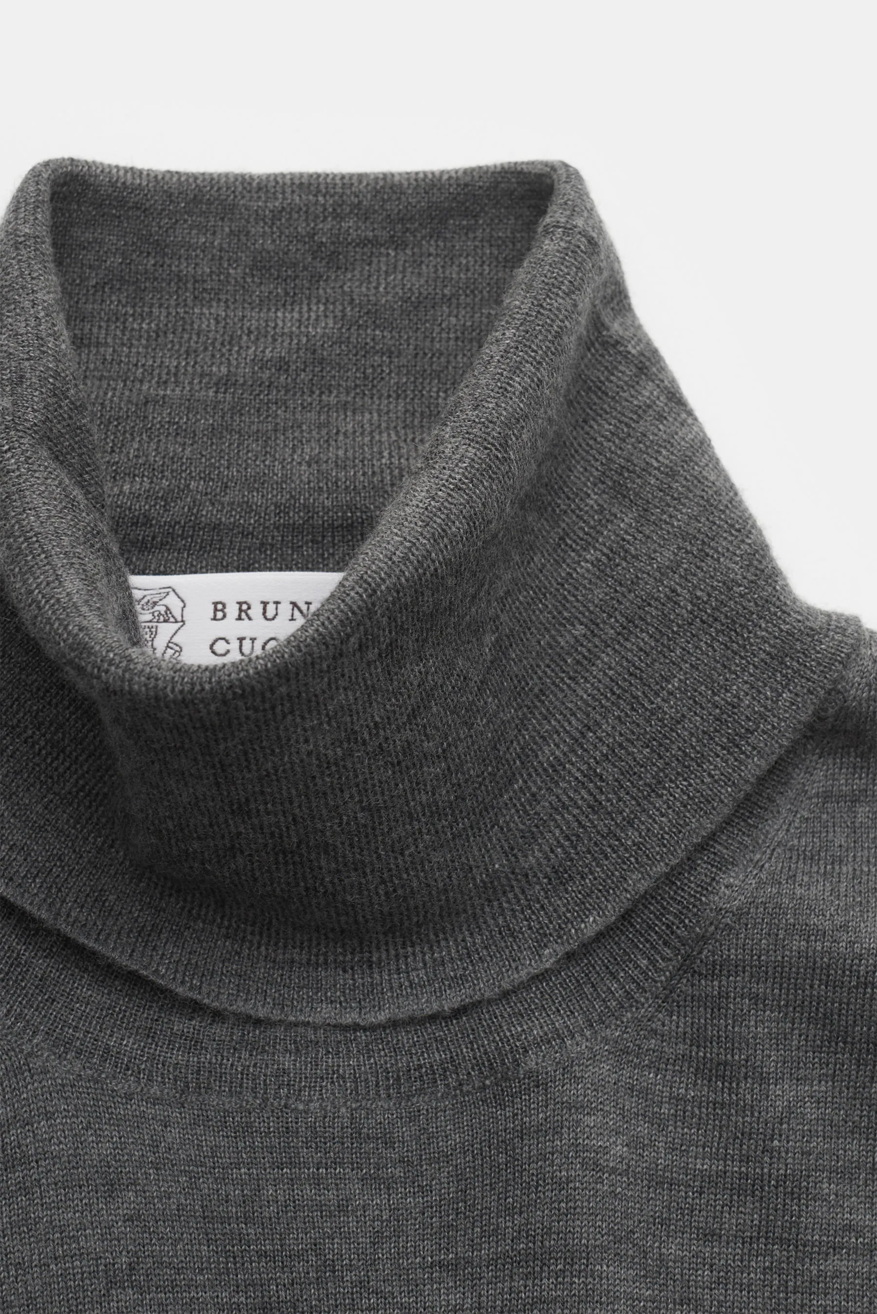 Brunello Cucinelli - Herren - Feinstrick-Rollkragenpullover dunkelgrau meliert – Bild 2