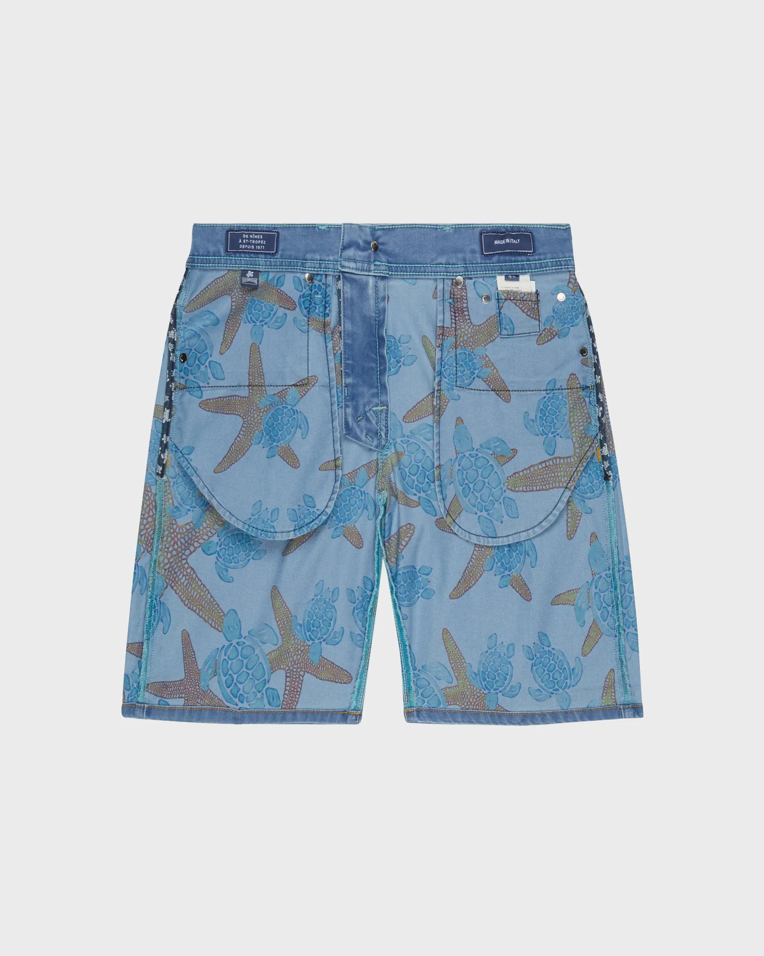 Vilebrequin - Starfish And Turtles Badeshorts Aus Denim Für Herren - Bermuda - Garonne - Blau - Größe 38 – Bild 6