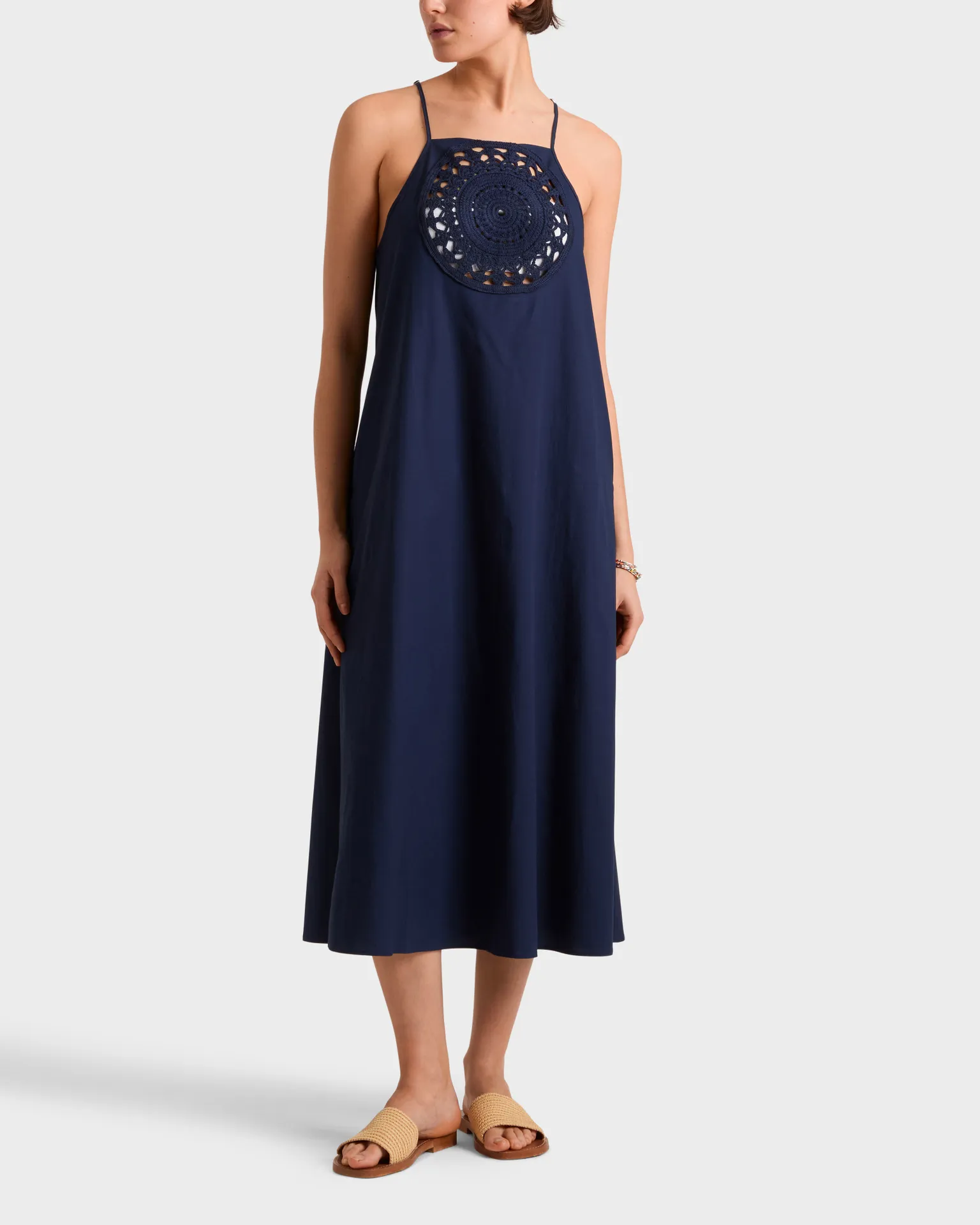 Vilebrequin - Midi-kleid Aus Popeline Mit Häkel-medaillon - Kleid - Lizie - Blau - Größe XS – Bild 3
