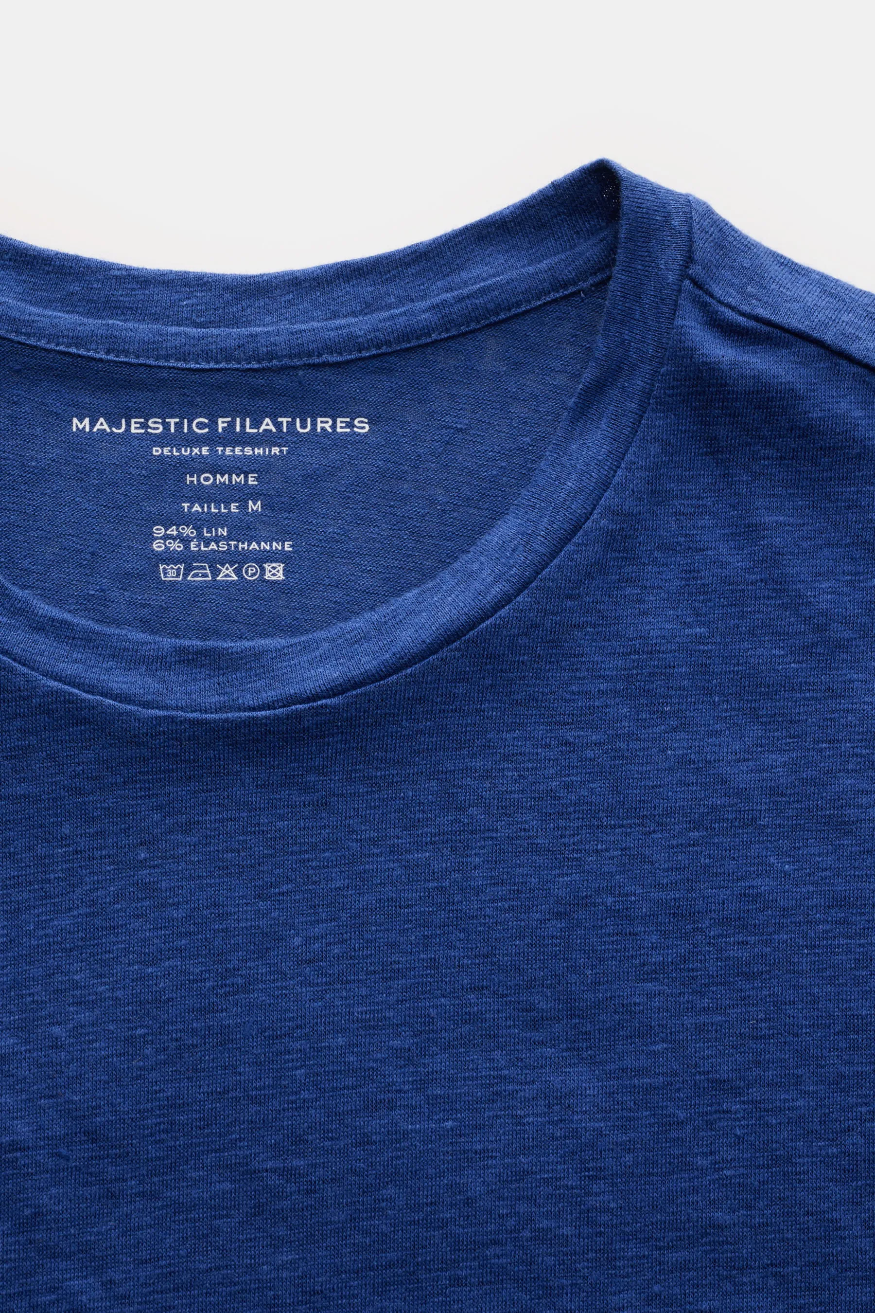 Majestic Filatures - Herren - Leinen Rundhals-T-Shirt blau – Bild 2