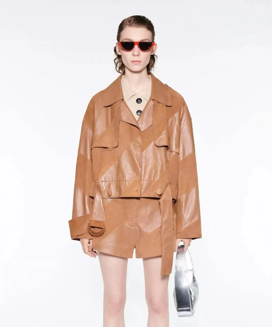 Stand Studio - STAND STUDIO Lederjacke mit Trenchcoatdetails - Größe 34 - multi Stand Studio - STAND STUDIO Lederjacke mit Trenchcoatdetails - Größe 34 - multi