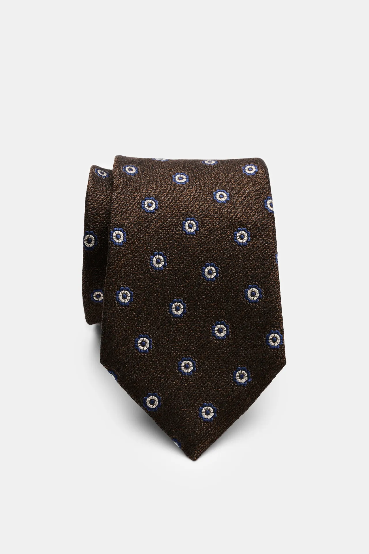 Zegna - Herren - Seidenkrawatte dunkelbraun/navy/offwhite gemustert – Bild 4