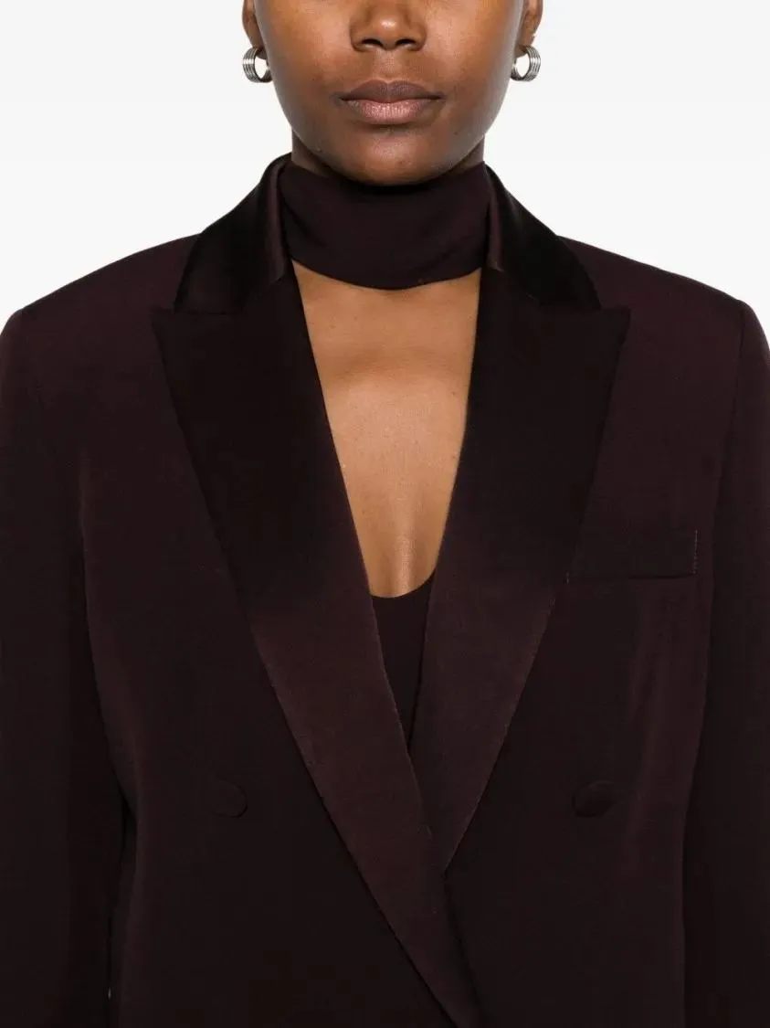 RAQUEL DINIZ - Double-Breasted Tailored Jacket In Deep Burgundy - Größe 40 - schwarz – Bild 3