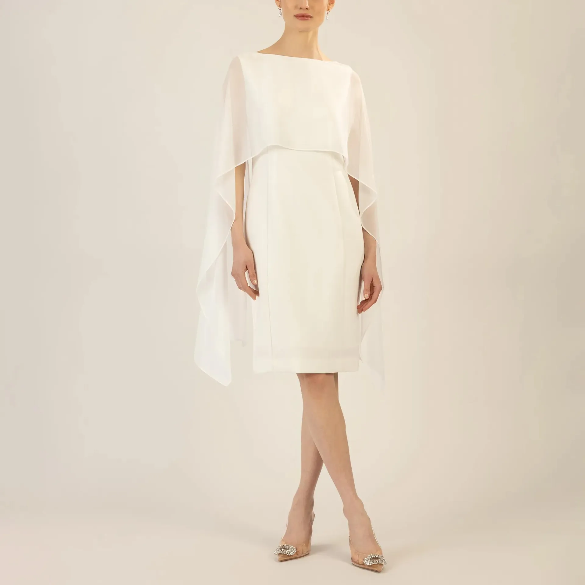 Apart - Kleid mit Chiffonstola - Größe 44 - creme – Bild 4