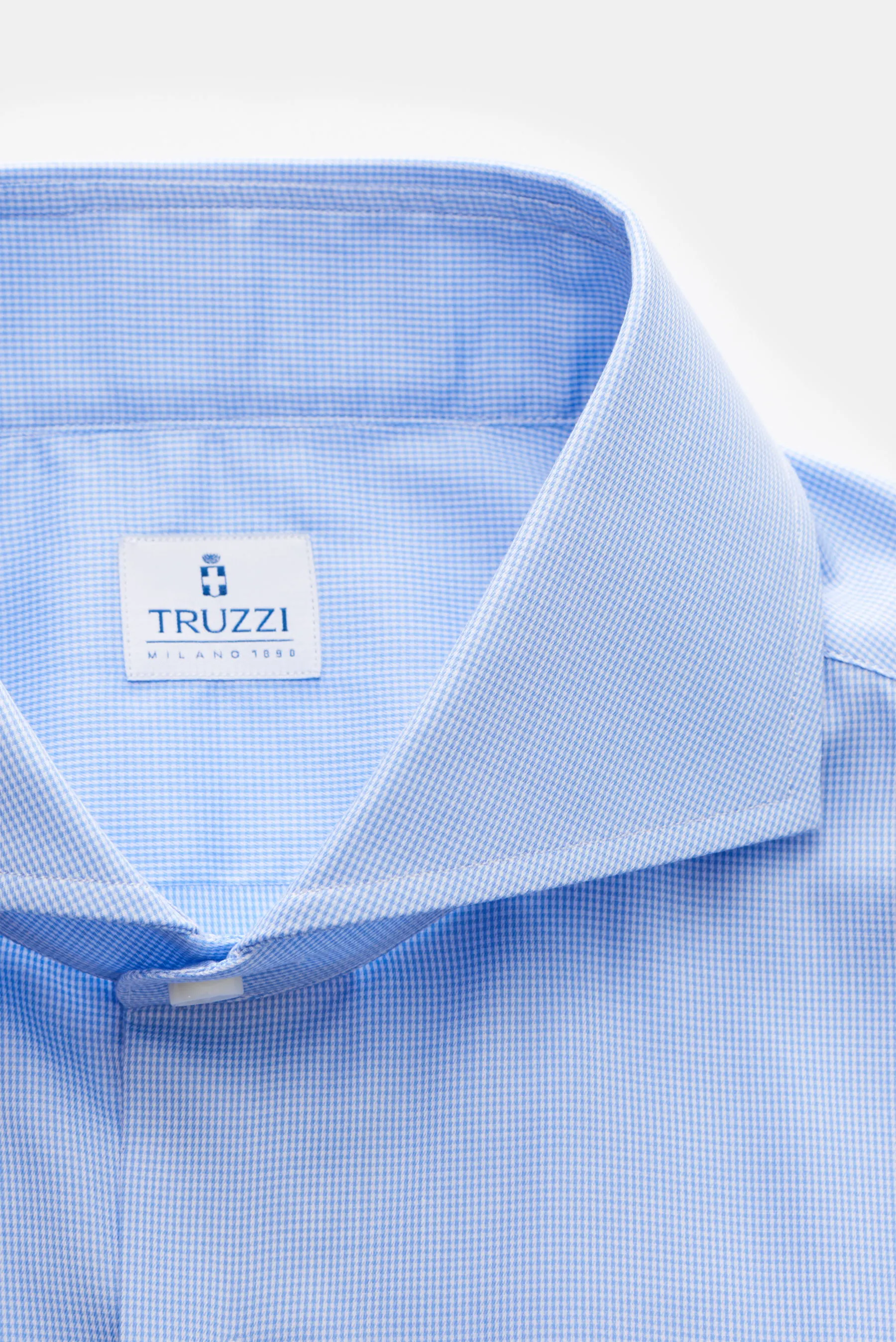 Truzzi - Herren - Business Hemd Haifisch-Kragen 'Napoli Busto' hellblau/weiß kariert – Bild 2