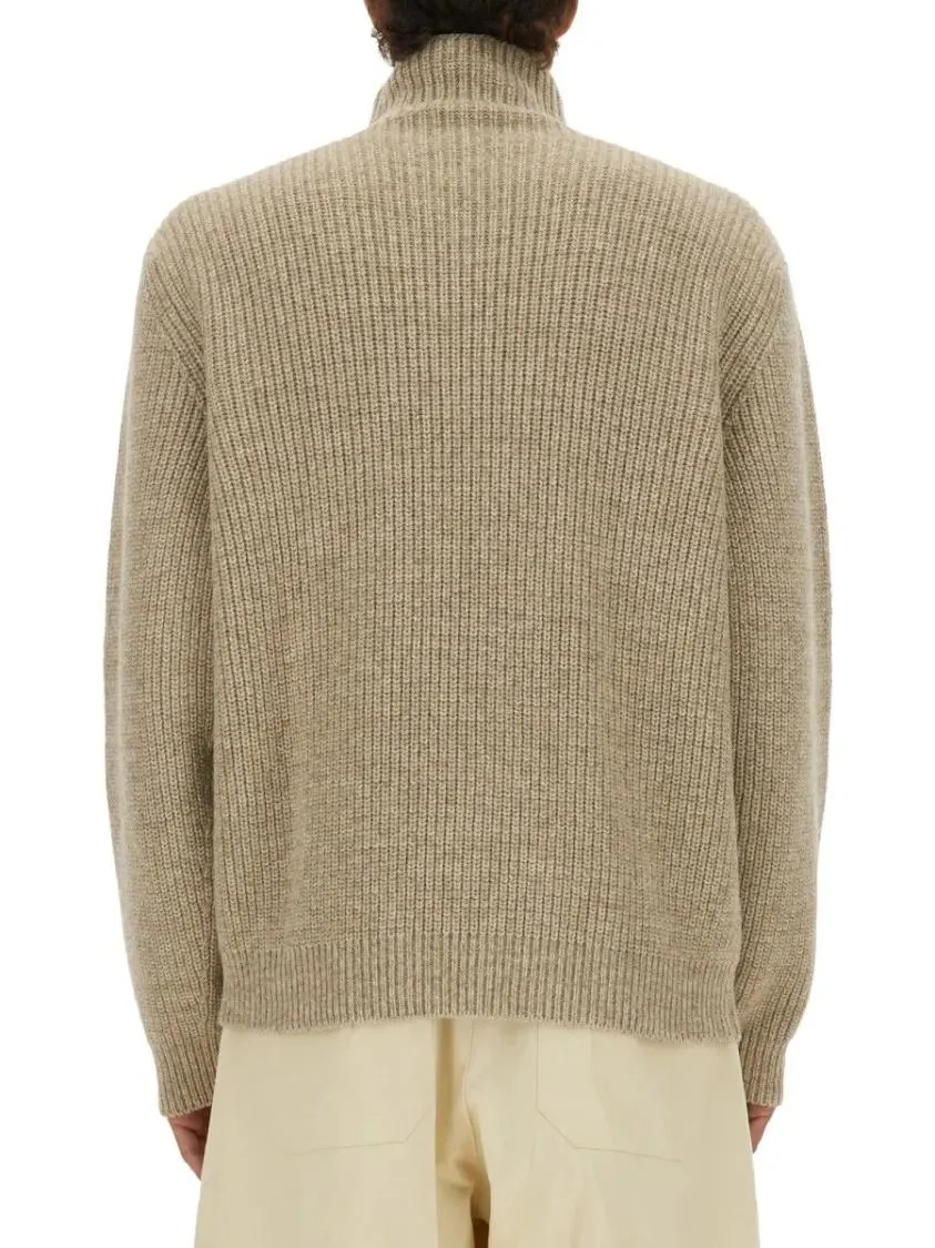 Lemaire - Ribbed Knit Turtleneck Sweater In Neutral Hues - Größe XL - pink – Bild 3
