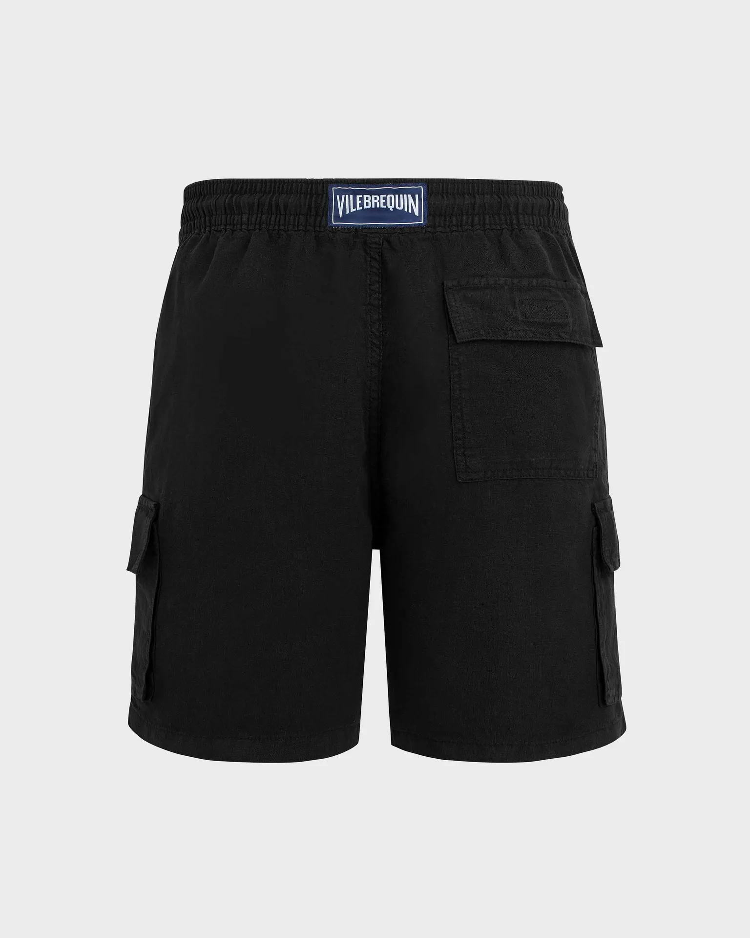 Vilebrequin - Einfarbige Leinen-bermudashorts Mit Cargotaschen Für Herren - Bermuda - Baie - Schwarz - Größe L – Bild 2