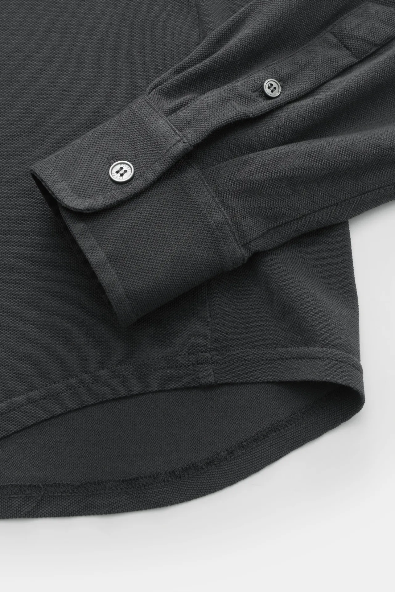 Fedeli - Herren - Piqué-Hemd 'Steve' schmaler Kragen dunkelgrau – Bild 3