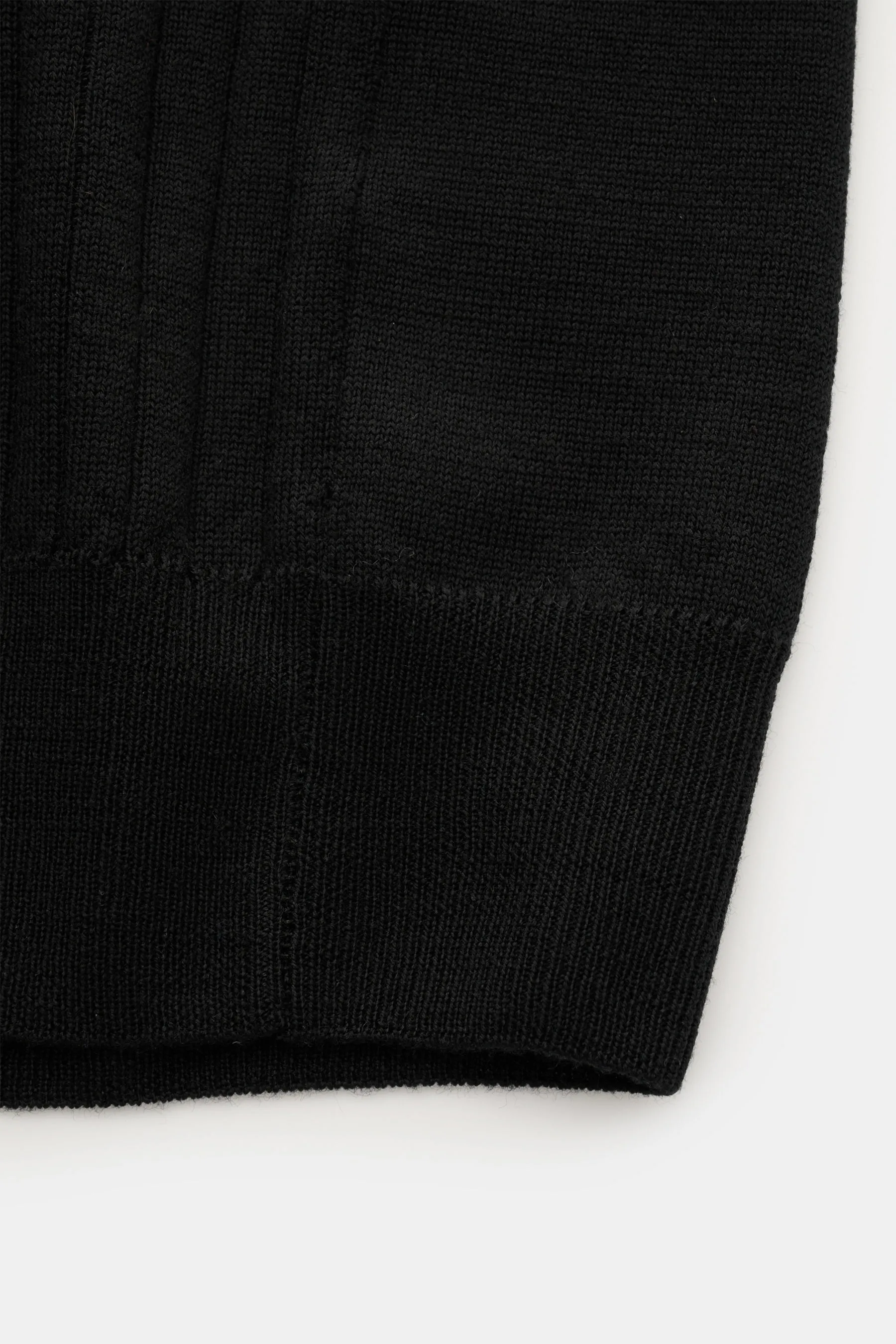 Aurélien - Herren - Merino Kurzarm-Strickpolo schwarz – Bild 3