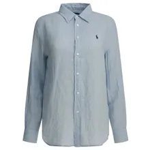 Polo Ralph Lauren - Light Blue Linen Shirt With Classic Collar And Emb - Größe M - grau Polo Ralph Lauren - Light Blue Linen Shirt With Classic Collar And Emb - Größe M - grau