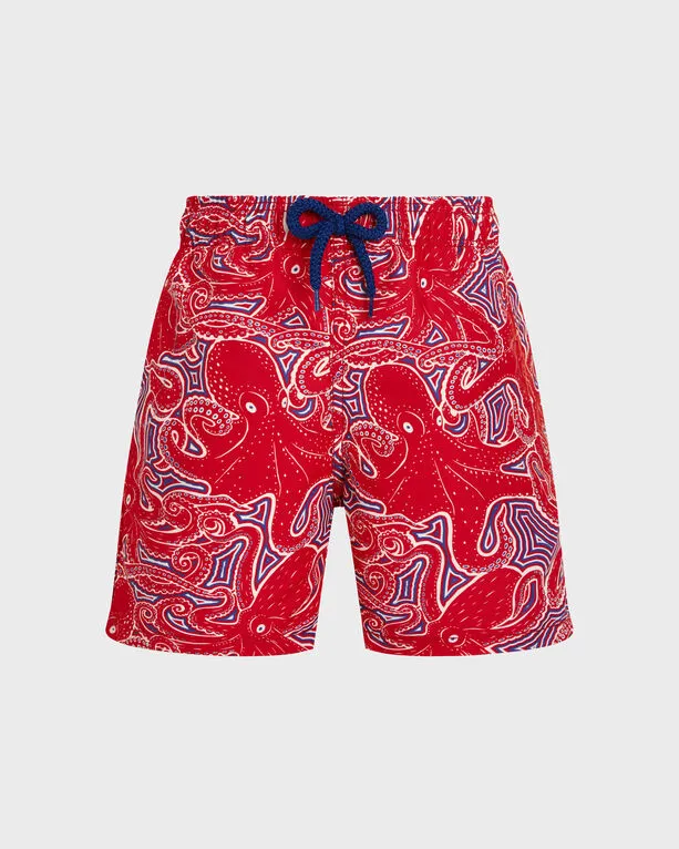 Vilebrequin - Hypnoctopus Badeshorts Für Jungen - Bademode - Jim - Rot - Größe 4 Vilebrequin - Hypnoctopus Badeshorts Für Jungen - Bademode - Jim - Rot - Größe 4