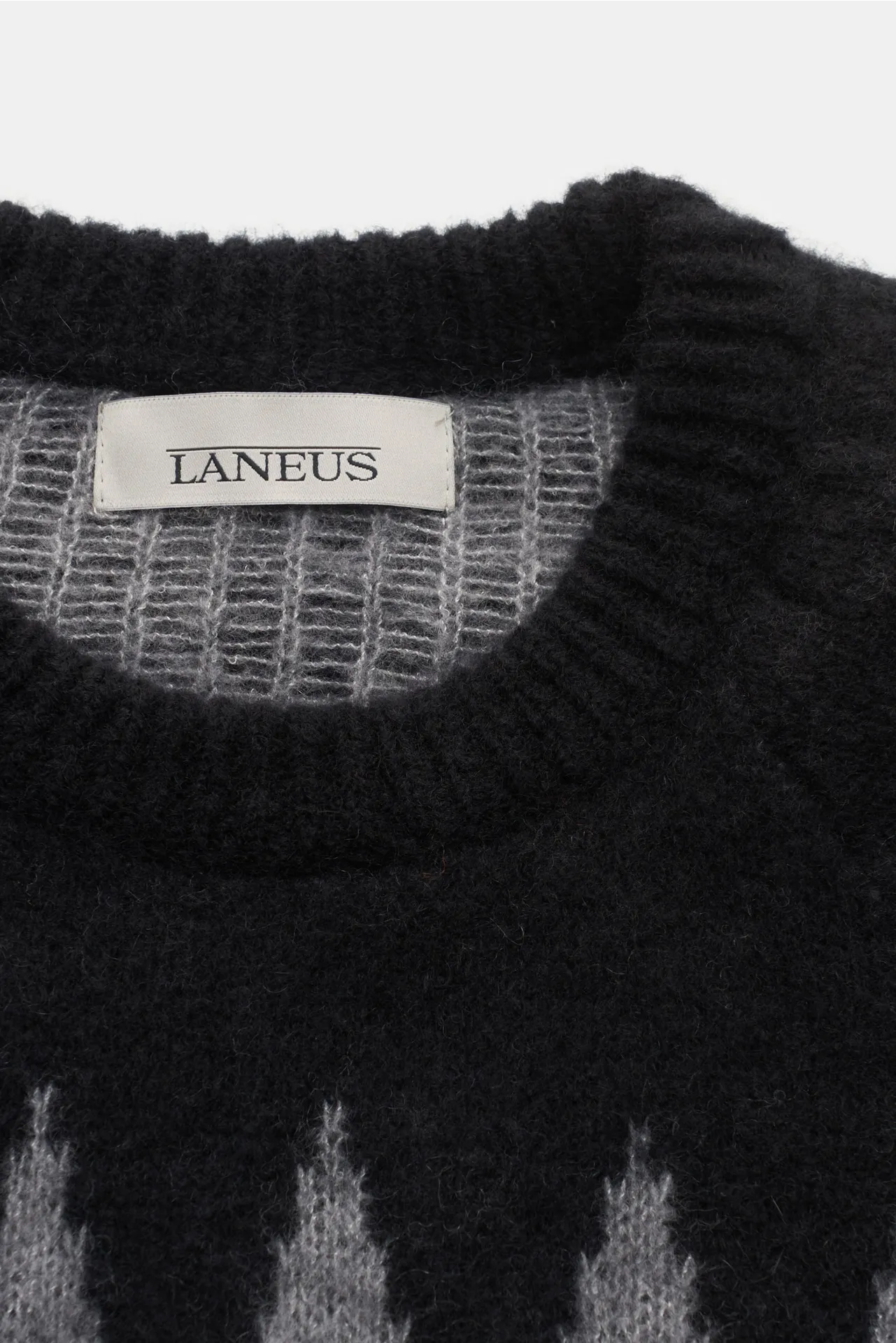Laneus - Herren - Rundhalspullover schwarz/grau/weiß gemustert – Bild 2
