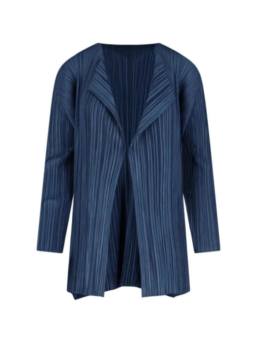 ISSEY MIYAKE PLEATS PLEASE - Pleated Design Jacket With Structured Silhouette - Größe V - blau ISSEY MIYAKE PLEATS PLEASE - Pleated Design Jacket With Structured Silhouette - Größe V - blau