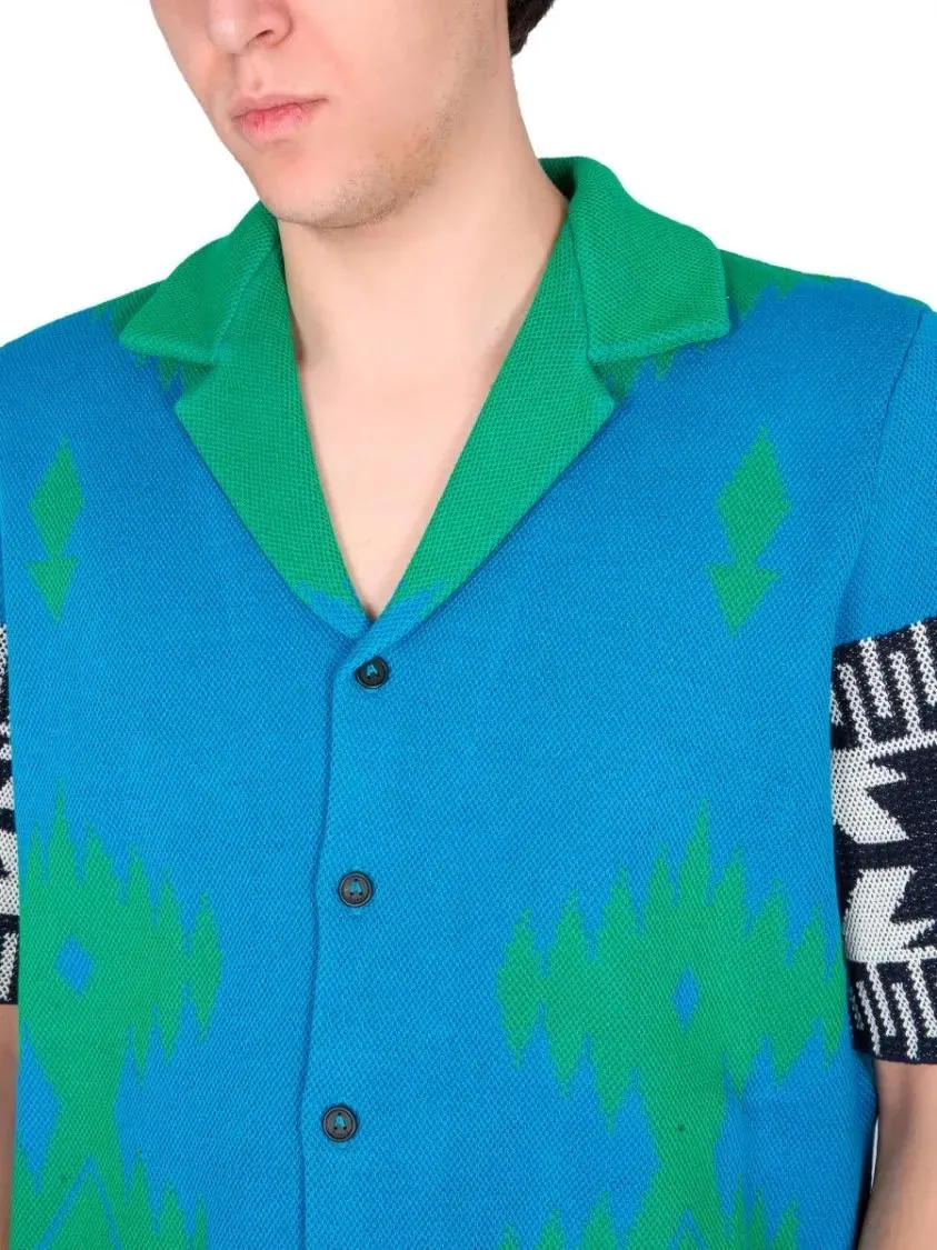 Alanui - Jacquard Shirt With Bowling Collar - Größe M - blau – Bild 2