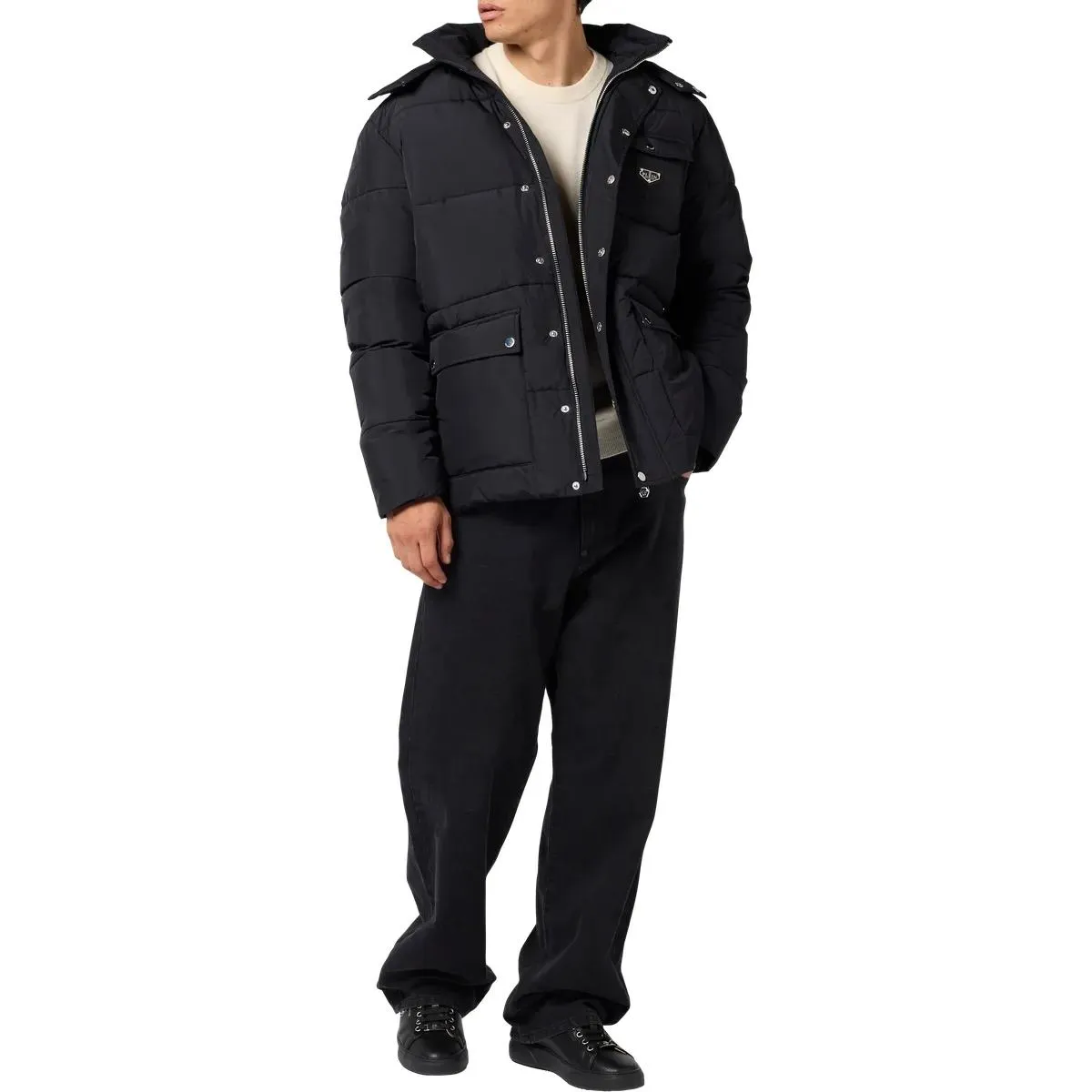 Philipp Plein - Nylon Jacke Gothic Plein - Größe M - schwarz – Bild 2