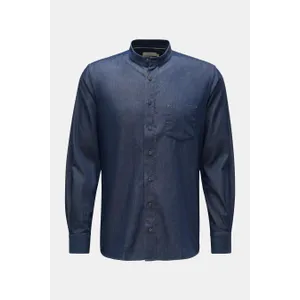 Weber+Weber - Herren - Chambray-Hemd %27Light Denim Collar Shirt%27 Grandad-Kragen navy Weber+Weber - Herren - Chambray-Hemd %27Light Denim Collar Shirt%27 Grandad-Kragen navy