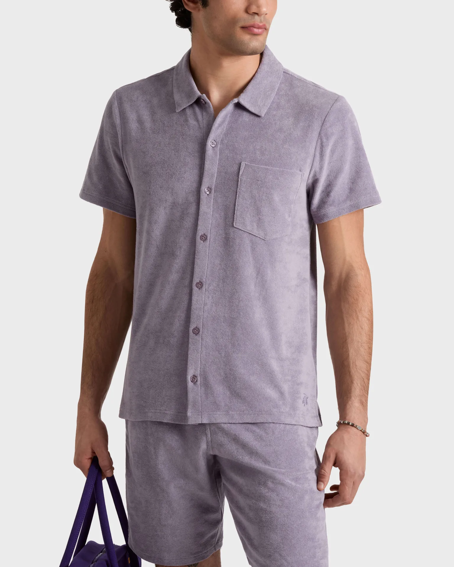 Vilebrequin - Solid Bowling-hemd Aus Frottee Für Herren - Hemd - Charli - Violett - Größe XXL – Bild 3