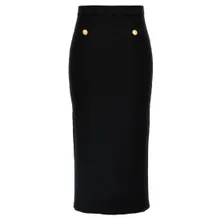 Alessandra Rich - Ribbed Stretch Wool And Cashmere Midi Skirt - Größe 40 - schwarz Alessandra Rich - Ribbed Stretch Wool And Cashmere Midi Skirt - Größe 40 - schwarz