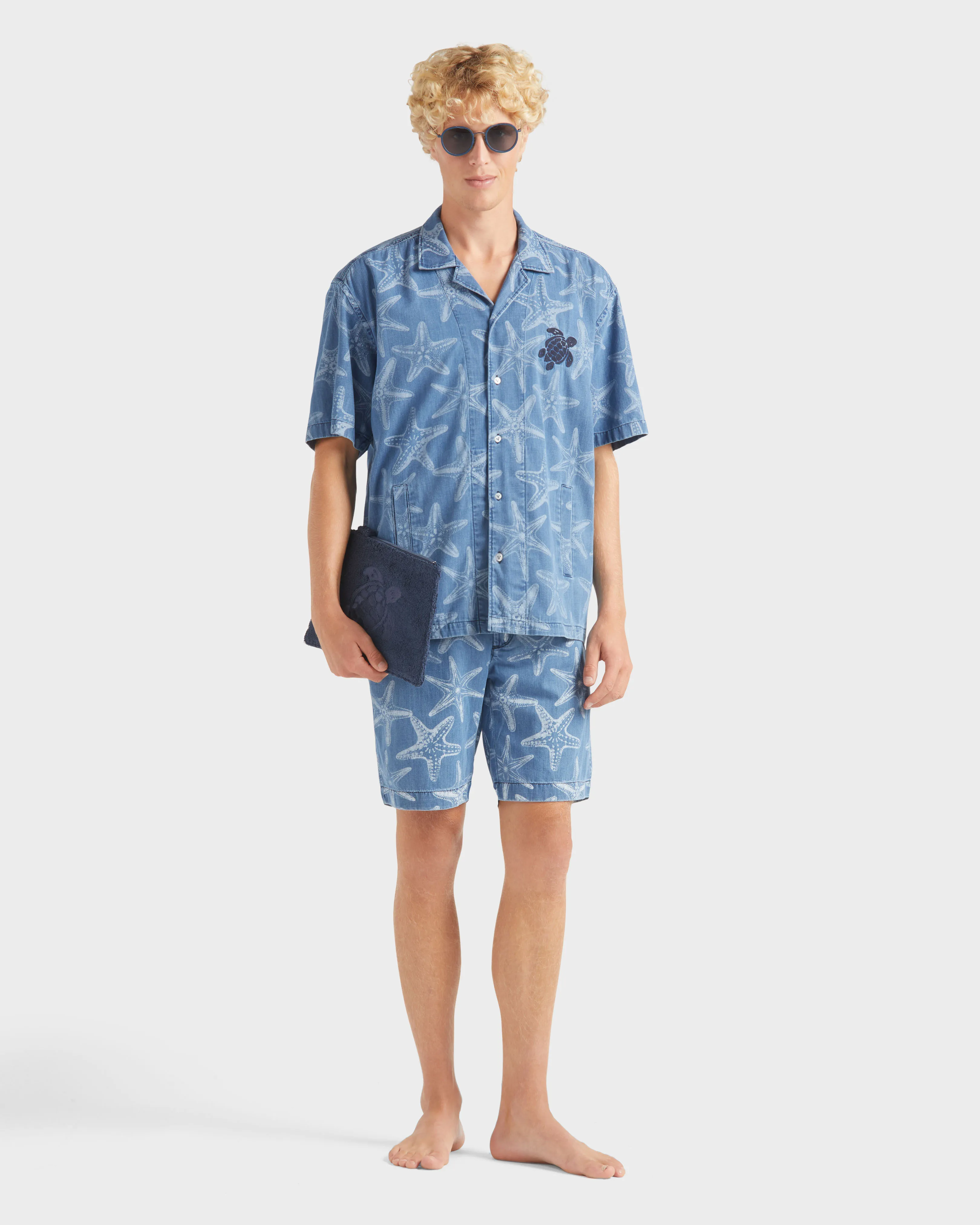 Vilebrequin - Hemd Aus Leichtem Denim Mit Starfish-print - Hemd - Graniers - Blau - Größe XXL – Bild 5