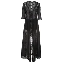 Charo Ruiz Ibiza - Long Sheer Black Jacket With Lace Detailing - Größe XS - schwarz Charo Ruiz Ibiza - Long Sheer Black Jacket With Lace Detailing - Größe XS - schwarz