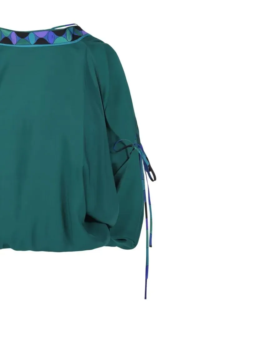 Emilio Pucci - Relaxed Silhouette Blouse With Geometric Pattern - Größe 38 - grün – Bild 2