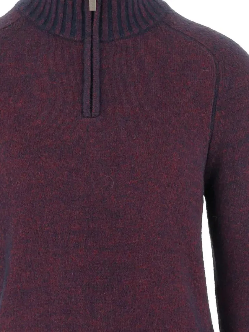 K-Way - Half-Zip Ribbed Pullover Sweater In Deep Burgundy - Größe M - schwarz – Bild 2