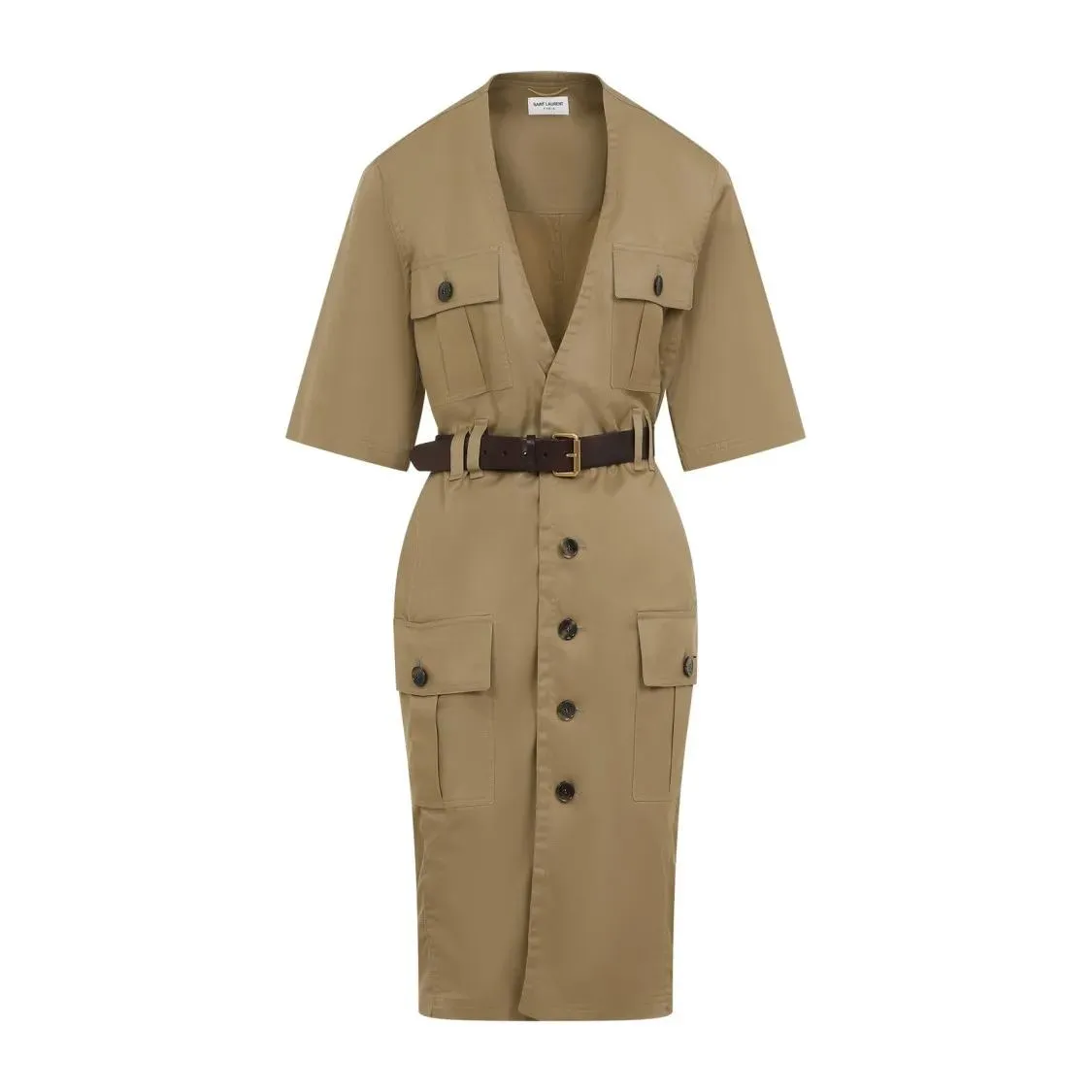 Saint Laurent - Dark Beige Cotton Dress - Größe 38 - braun Saint Laurent - Dark Beige Cotton Dress - Größe 38 - braun