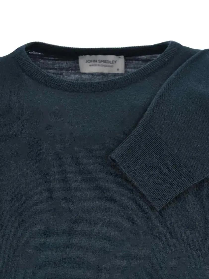 John Smedley - Knit Green Sweater With Ribbed Cuffs And Timeless - Größe L - grün – Bild 2